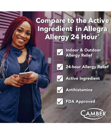 Camber Non-Drowsy Fexofenadine Antihistamine Indoor Outdoor Allergy Relief Tablets (30-ct) 30 Count - Buy Online on GoSupps.com