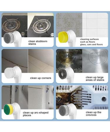 Handheld Electric Cleaning Brush with 5 Changing Heads Floor Scrubber USB Charging 360 Vibration Cleaning Stove Cleaning Brush for Cleaning Tile Floor Window - Buy Online on GoSupps.com