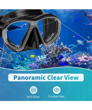 Findway Dry Snorkel Set for Adults - Anti-Fog Scuba Diving Mask with Wide View - Professional Snorkeling Gear in Black - Buy Online on GoSupps.com