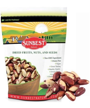 Sunbest Natural - Whole Brazil Nuts, Unsalted Nuts for Snacking, Baking, and Cooking, Non-GMO and Vegan Snacks for Adults, Shelled Brazil Nuts, Raw Nut Snack Packs for Adults and Kids, 3 lbs Whole Shelled Unsalted 3 Pound
