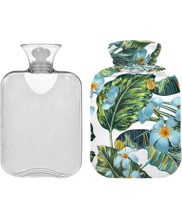NAANLE Hot Water Bottle with Cover - Hawaiian Flowers & Palm Leaves | 1L Heat Therapy for Menstrual Cramps & Pain Relief - Buy Online on GoSupps.com