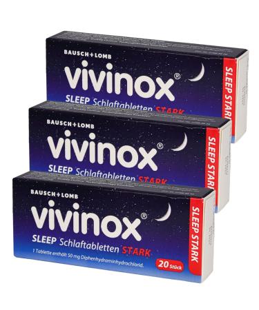 VIVINOX sleep strong sleeping tablets value pack 3x 20 pcs. I for easy falling asleep I with giveaway from Pharma Perle