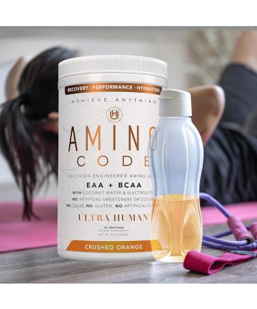 Amino Code: Essential Amino Acids & BCAAs with Coconut Water Electrolytes - Crushed Orange Workout Recovery & Hydration Drink - 40 Servings - Buy Online on GoSupps.com