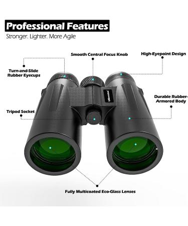 UBeesize 12x42 HD Binoculars with Phone Adapter - Waterproof and Professional Binoculars for Bird Watching, Hunting, Travel - Clear Low Light Vision - Buy Online on GoSupps.com