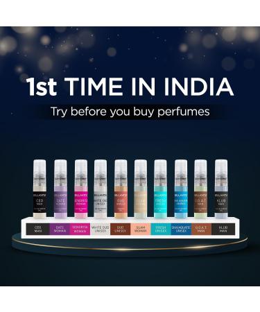 Be'llaVita Luxury Trial Pack of 10 x 5ml Pocket Perfumes for Men Women Unisex Fragrance Mix of EDP EDT & EDC Long Lasting Perfume Sweet Floral Woody Musky & Spicy - Buy Online on GoSupps.com