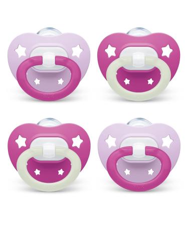 NUK Orthodontic Pacifiers  6-18 Months  4 Count (Pack of 1) Pink 4 Count (Pack of 1)