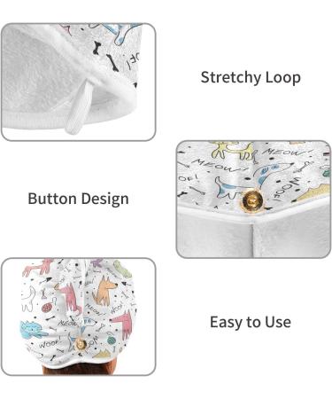Shop Doodle Lovely Animals Dry Hair Cap Set - Quick Drying Super Absorbent Soft & Comfortable Towel with Button Headband | International Shipping Available - Buy Online on GoSupps.com