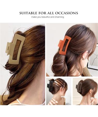 Matte Solid Color Hair Claw Clips for Thick Hair - Set of 2, Jumbo Rectangle Hair Jaw Clamp for Women and Girls (6 Colors) - Buy Online on GoSupps.com