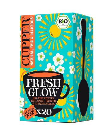 Cupper organic fruit tea "Fresh Glow" ginger tea apple lemon grass environmentally friendly fairly traded 20 unbleached tea bag ginger 20 pieces (1 Pack)