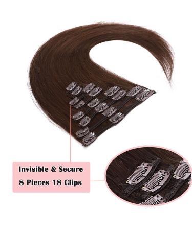 Buy Medium Brown Clip In Hair Extensions #4 - Real Remy Human Hair 8 Wefts 18 Clips - 80g 50cm | International Shipping - Buy Online on GoSupps.com