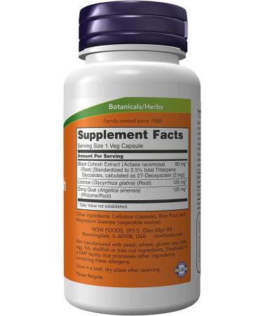 Now Foods Black Cohosh Root 80 mg | 90 Veg Capsules for Women's Health - Buy Online on GoSupps.com