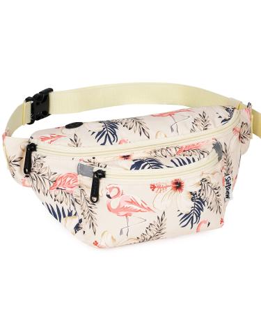 Fanny Pack for Men Women - Waist Bag Pack - Lightweight Belt Bag for Travel Sports Hiking Flamingo 11" x 5" x 6" L(11" x 5" x 6")