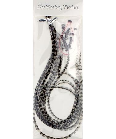20 XXL 11-13 inch Real Feather Hair Extensions with Rings & Loop - All Grizzly - Buy Online on GoSupps.com