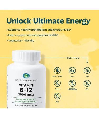 Earth's Splendor Energy + Bone & Immunity Support Energy Supplements: Vitamin B12 & Vitamin D Bundle. IU- Support Gluten Free No Artificial Colors or Flavors Helps Energy Metabolism & Immune Health - Buy Online on GoSupps.com