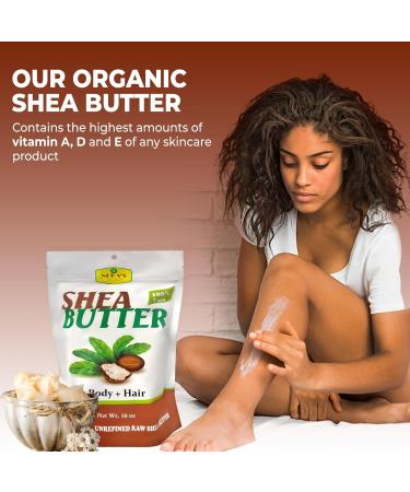 Nura's Raw Unrefined Organic Shea Butter - 100% Natural for Skin & Hair Care | Moisturizing Healing & Nourishing | 16 Oz Ethically Sourced African Shea Butter - Buy Online on GoSupps.com