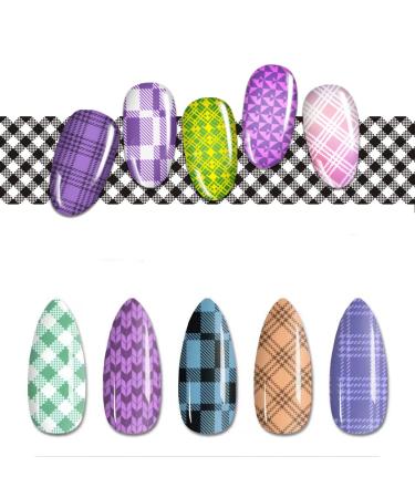 Stainless Steel Nail Art Stamp Template - Checked Line Pattern Rectangular Geometric Design (JT59) | Nail Tools for Perfect Impressions - Buy Online on GoSupps.com