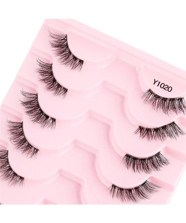 KANGQL Half Lashes False Eyelashes Natural Half Lashes Short Wispy Clear Band Lashes Pack Cat Eye 3D Faux Mink Lashes Fake Eyelashes 10Pair - Buy Online on GoSupps.com