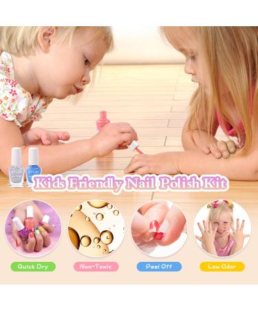 Kids Non-Toxic Nail Polish Set - 10 Rainbow Colors Water-Based & Peel Off Quick Dry Nail Polish Kit for Girls Age 3+ Perfect Birthday Gift - Buy Online on GoSupps.com