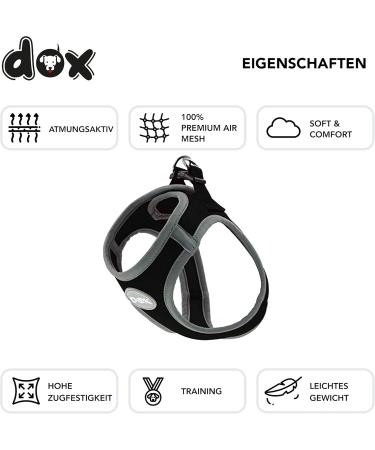DDOXX Reflecting Airmesh Step-in Dog Harness - Adjustable for All Sizes - XL (Black) - Perfect for Dogs with Breast Size 48-55 cm - Buy Online on GoSupps.com