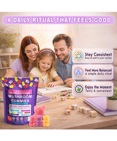 AJO MERCHANDISE Ashwagandha & Mushroom Gummies Lion s Mane with Reishi Cordyceps Turkey Tail Maitake Shiitake & Chaga Vegan Gummy Supplement Gluten Free Mixed Fruit Flavor 80 Gummies - Buy Online on GoSupps.com