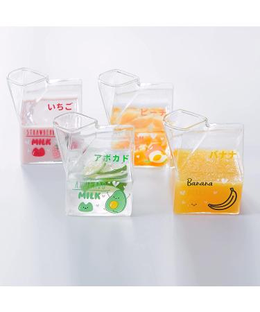 Kawaii Glass Milk Carton Cup - 12 Oz Clear Cute Mini Creamer Pitcher - Microwavable - Peach Color - 1Pcs - Buy Online on GoSupps.com