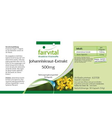 Fairvital | St. John's wort 500mg VEGAN - mushroom extract - Highly dosed - 90 capsules - standardized to 0.3% hypericin - Buy Online on GoSupps.com