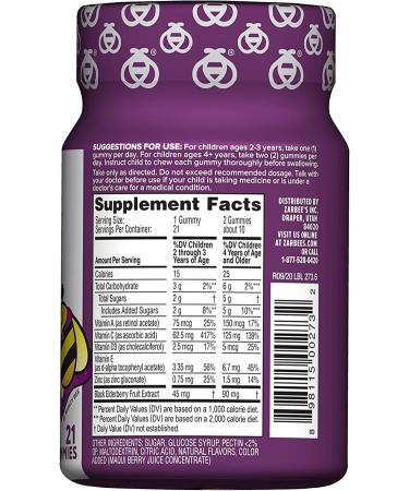 Zarbee's Children's Mighty Bee Elderberry Gummies - Immune Support, Natural Berry Flavor, 21 Count - Buy Online on GoSupps.com
