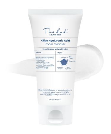 Blanc Doux Oligo Hyaluronic Acid Facial Daily Gentle Deep Foam Cleanser 4.05 Oz Sub-Acidic pH Soft Finish Hydrating Plant-Based Calming Face Wash Acne-Prone Dry Sensitive Skin VEGAN Korean Skincare