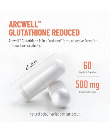 Arcwell Glutathione (Reduced) 500 mg - 60 Vegetable Capsules - Supports Immune System | Potent Intracellular Antioxidant - Buy Online on GoSupps.com
