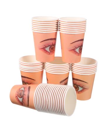 FOMIYES FOMIYES 50 Pieces Eyelash Extension Practice Paper Cups with Realistic Eye Contour for Beginners Lash Training Skill Improvement Reusable Eyelash Glue Holder Cups for