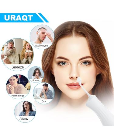 Uraqt Electric Nasal Douche - Electric Neti Pot for Adults & Children | 4 Replacement Heads & 40 Nose Rinsing Salts | Sinus Relief & Allergy Control - Buy Online on GoSupps.com