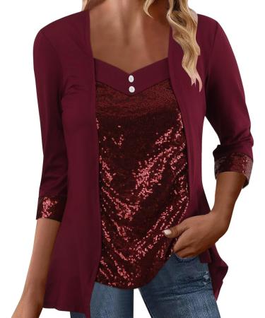 Pianshazi Women's Glitter Tops - Casual Long-Sleeved Sequin Blouses | Elegant V-Neck Oversized T-Shirts for Parties & Festive Occasions - Buy Online on GoSupps.com