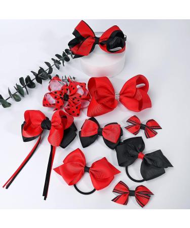 DEEKA School Uniform Hair Bows Set for Girls - Red/Black Accessories for Little Teen Toddler Girls - Buy Online on GoSupps.com