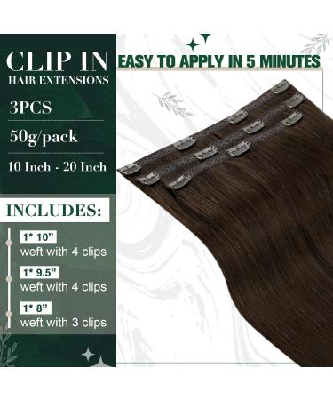Runature Clip In Extensions - Real Dark Brown Remy Hair 45cm (18 Inch) - 3 Pcs #2 - Smooth & Easy to Apply - Buy Online on GoSupps.com