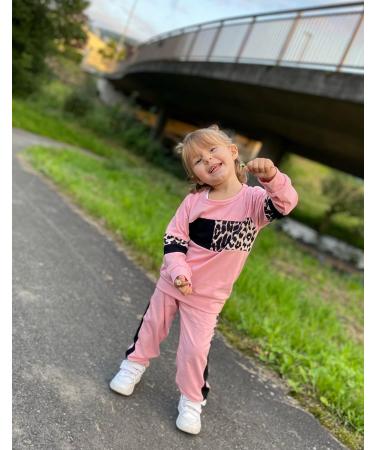 ZOEREA Baby Girl Leopard Sweatshirt and Harem Pants Set | Spring Fall Outfits 12-18 Months Pink - Buy Online on GoSupps.com
