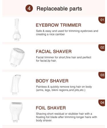 UTOTEBAG 4-in-1 Women's Hair Remover - Rechargeable Floating Shaver Body & Eyebrow Trimmer with USB Charger - International Shipping - Buy Online on GoSupps.com
