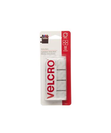 VELCRO Brand Mounting Squares | Pack of 32 | 7/8 Inch White | Adhesive Sticky Back Hook and Loop Fasteners for Home Office or Crafting | Strong Secure Hold (90923) White 32Pk White