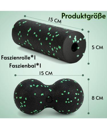 Fascia Ball & Roller Set - Massage Ball for Spine Back & Neck - Medium Hard 2-Piece Set with Storage Bag - Buy Online on GoSupps.com