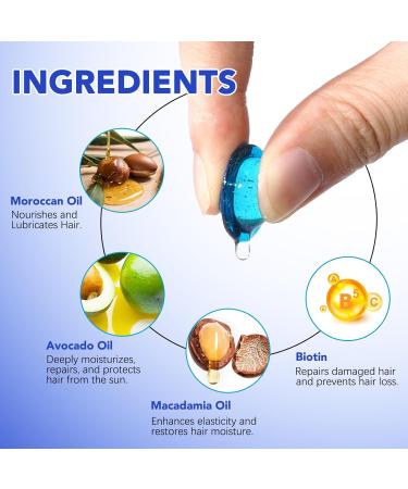 S rum de Vitamin pour Cheveux Secs et Abim s Capsules de S rum de Traitement Capillaire avec Huile Argan Huile Avocat Vitamine A C E Pro Vit.B5 pour R parer et Soin des Cheveux - 40 Bleu - Buy Online on GoSupps.com