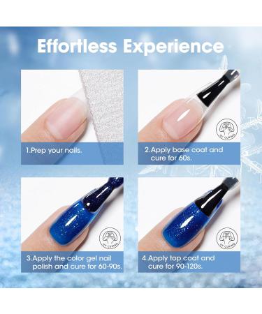 Gellen Gel Nail Polish Set 6 Colors 10ML Navy Royal Blue Shades Glitter Pearlescent White Gel Polish Kit Soak Off UV Gel X Nail Art Design DIY Salon Manicure Christmas Nails Gift for Women Mom Enjoy the Blue - Buy Online on GoSupps.com
