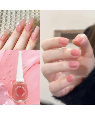 Jelly Pink Nail Polish Translucent Peach Pink Natural Quick Dry Nail Polishes Long Lasting No Need Cure Chip-resistant Nail Varnish DIY Nail Art Manicure Gift for Women & Girls - Buy Online on GoSupps.com