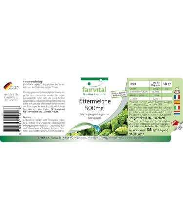 Fairvital Bitter Melon 500mg with Chromium - Vegan - High Dosage - 120 Capsules - Buy Online on GoSupps.com