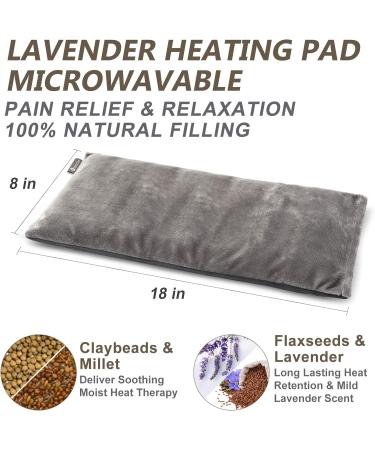 RelaxCoo Microwavable Heating Pad 8x18 with Washable Cover - Hot Pack for Neck, Shoulder, Back Pain Relief - Moist Heat Therapy for Muscles, Joints - Lavender Scented - Buy Online on GoSupps.com