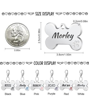 Nibana Dog Tag Personalized Pet ID Tags Custom Dog Name Tags Engraved on Both Sides 4 Lines of Custom Text Paw Print Bone Pet Tag for Dogs Cats (White) - Buy Online on GoSupps.com