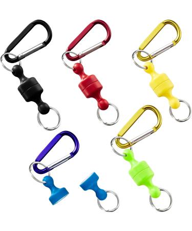 Boao 5 Pieces Magnetic Net Release Holder Net Release Clip Keychain Hook for Fly Fishing Magnet Metal Hooks