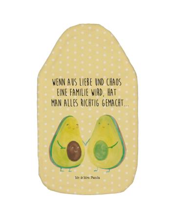 Mr. & Mrs. Panda Warm bottle Avocado couple - gift love healthy family pregnancy veggie heat bottle cover hot water bottle with reference yellow