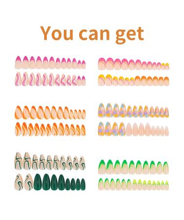 6 Packs Medium Press On Nails - 144 Pcs Almond False Nails with Designs | Glue On Stick On Nails Set for Women & Girls - Buy Online on GoSupps.com