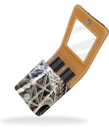 Travel Lipstick Organizer Case | Portable Makeup Bag with Mirror | Eiffel Tower Paris Watercolor Design - Buy Online on GoSupps.com