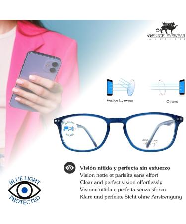Venice Eyewear Blue Light Filter Reading Glasses +2.5 Dioptria - Anti-Blue Light Computer Glasses for Men Women & Gamers (1 Pack) - Buy Online on GoSupps.com