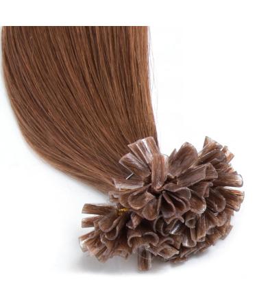 Gold-Brown Keratin Bonding Extensions | 100% Remy Human Hair | 25x 1g 45cm U-Tip | Color #8 Golden Brown Hair Extensions - Buy Online on GoSupps.com